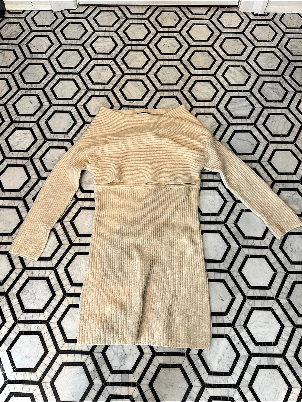 kourt Ribbed Long Sleeve Mini Dress Size Small